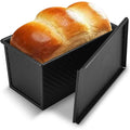 LMETJMA-artén para pan Pullman con tapa, 1 lb, sartén antiadherente para pan, caja para tostadas corrugada rectangular de acero al carbono, molde para pastel JT157