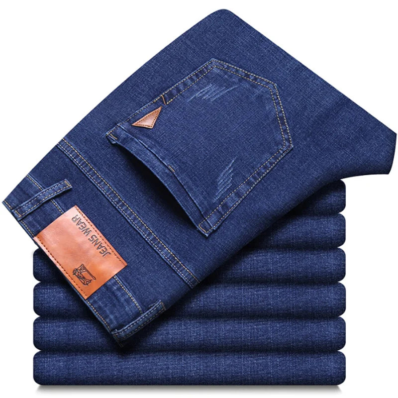 Pantalones Vaqueros Rectos para Hombre, Ajustados Elásticos, Negocios