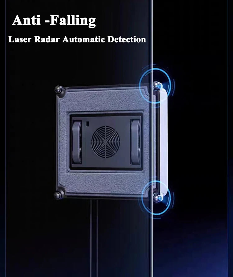 Limpiador de ventanas robótico con doble pulverización de agua, automático, de alta succión, anticaída, para limpieza de ventanas y vidrios exteriores, con control remoto.