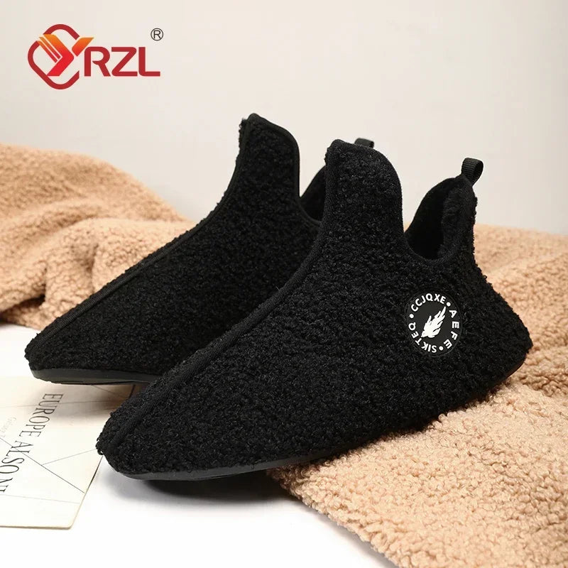 YRZL, zapatos de algodón de invierno para hombre, zapatillas ligeras sin cordones de alta calidad, mocasines de algodón de felpa para interiores, zapatos cálidos Unisex