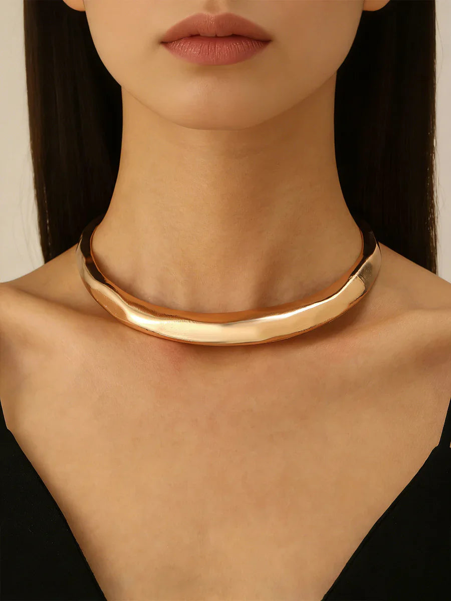 Nuevo Collar Choker Arrugado de Moda para Mujer 2026, Tendencia en Color Dorado, Collar Choker Sencillo, Accesorios de Joyería, Regalo para Fiesta
