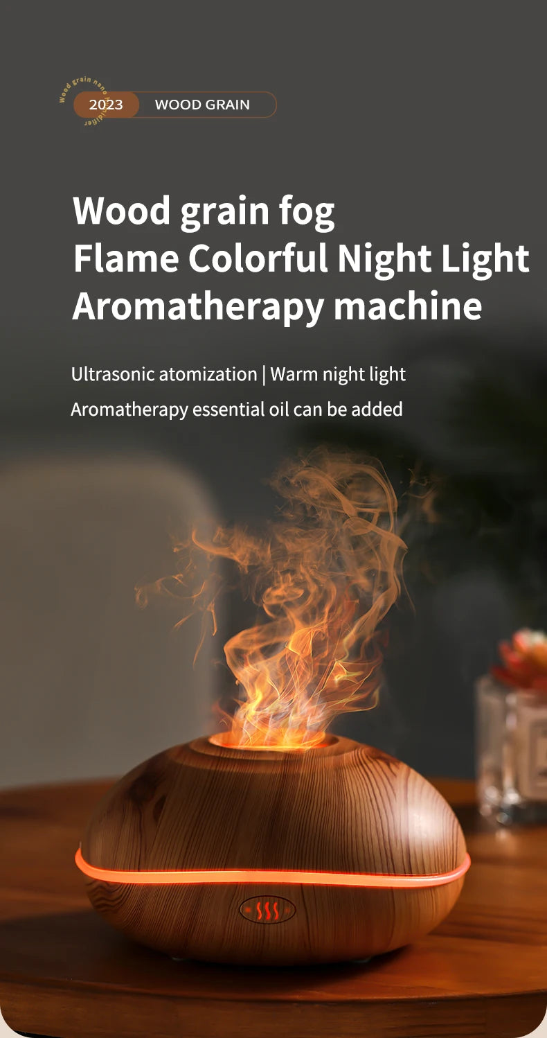 La llama del humidificador aromático puede agregar aceite esencial, pequeña máquina AromaRelax, humidificador de aire equipado con función de iluminación colorida