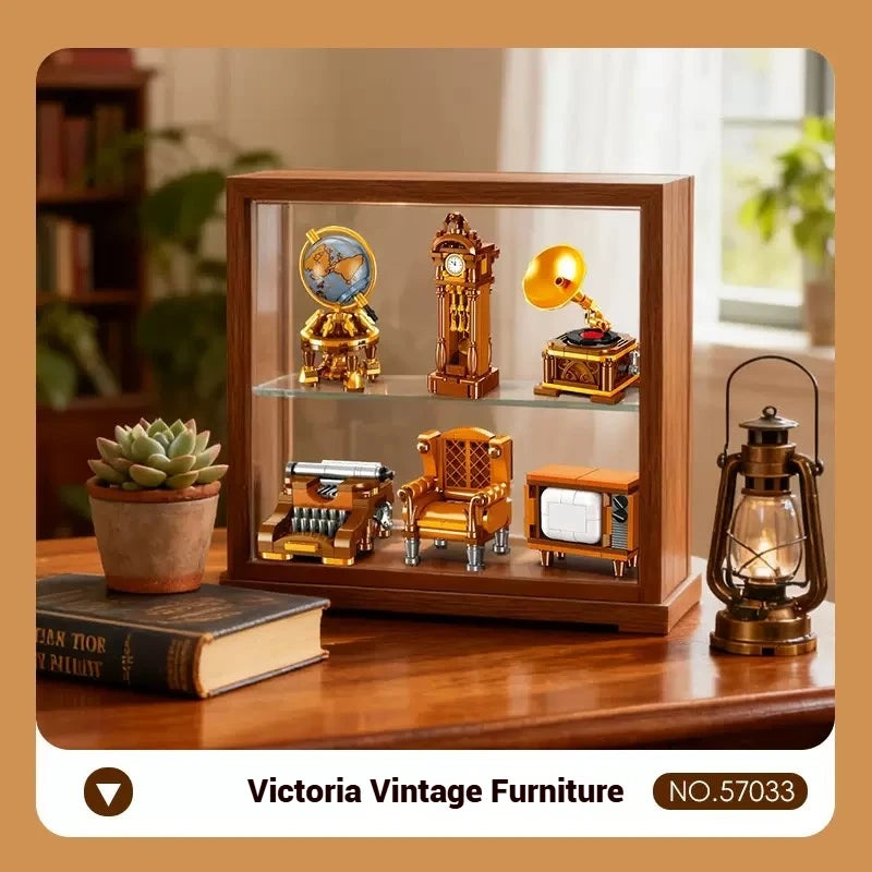 Bloques de Construcción de Muebles Retro 57033, Modelo MOC para Armar, Decoración de Escritorio, Regalo Coleccionable para Adultos, Cumpleaños, Días Festivos
