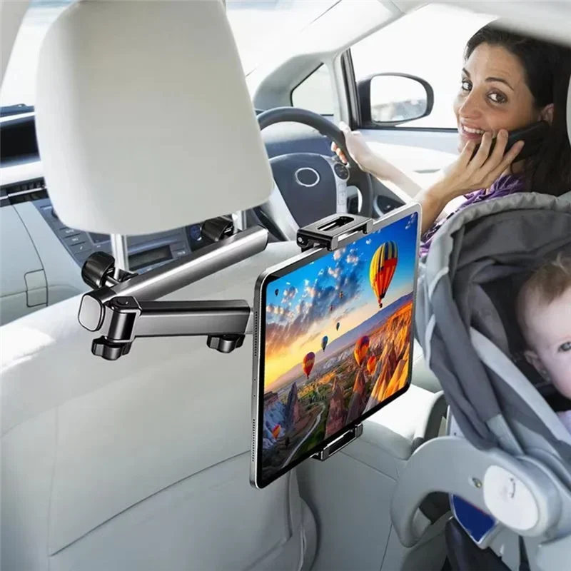 Soporte Giratorio de 360 Grados X49A para Reposacabezas de Coche, para Teléfonos/Tabletas de 6-12.9 Pulgadas, Soporte Telescópico Giratorio para Coche