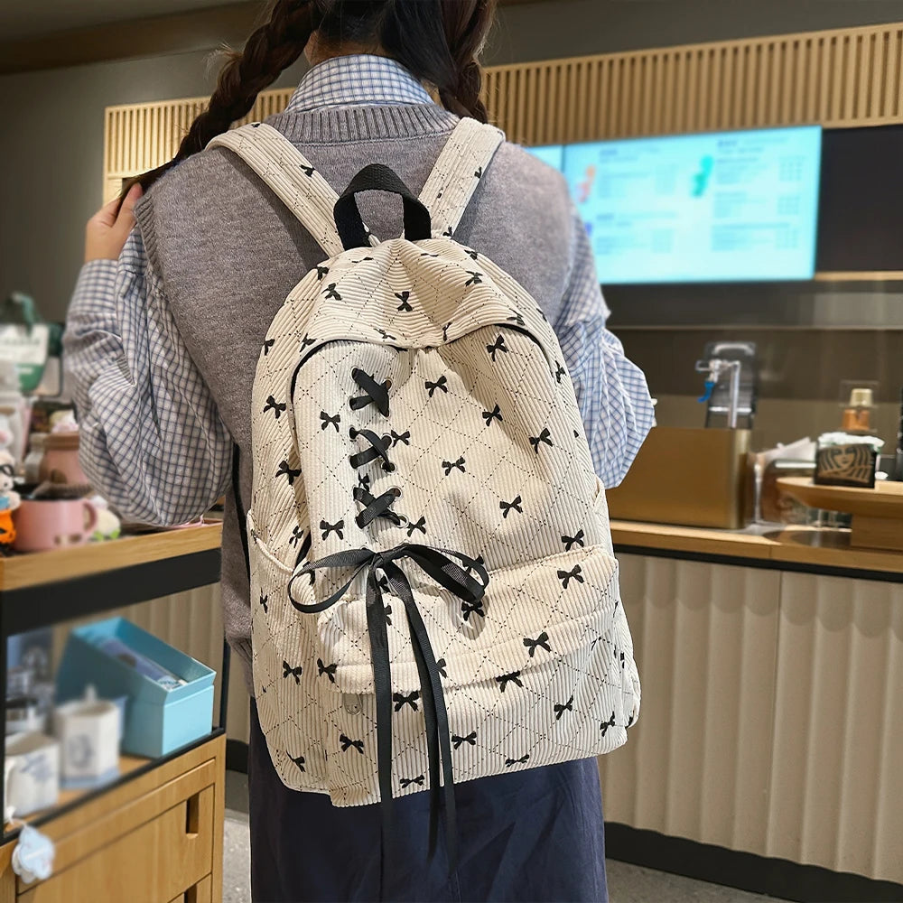 Mochila de Pana para Mujer, Gran Capacidad Estilo Universitario para Viajes