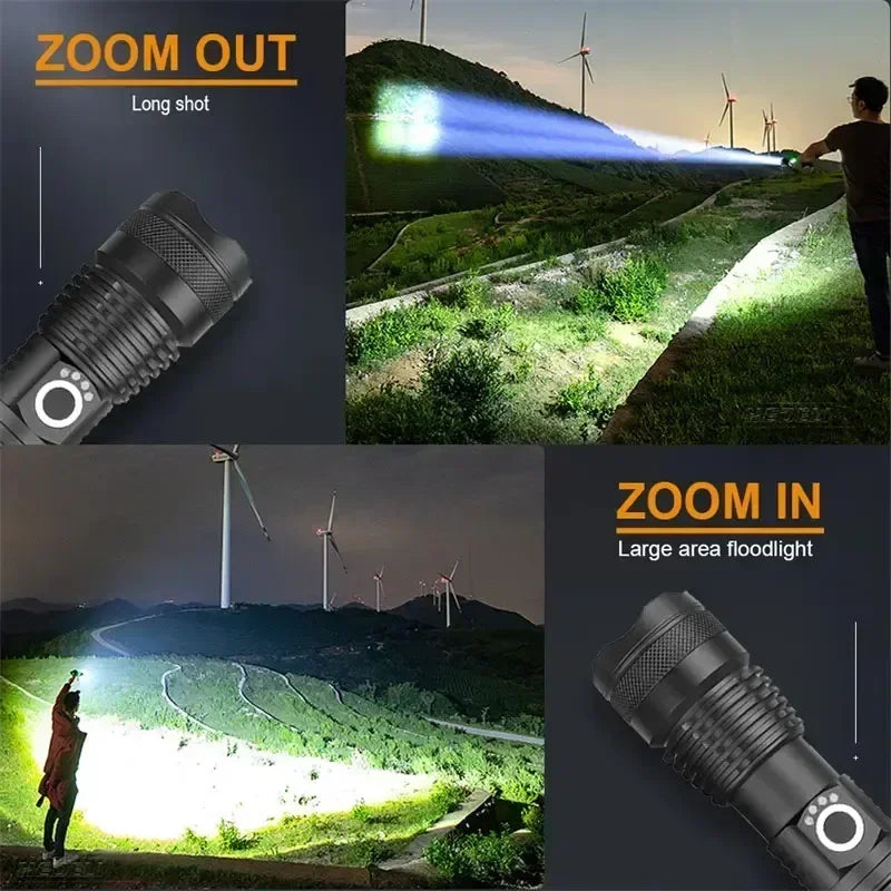 Linternas recargables, linterna táctica LED de alta potencia, linterna de caza portátil superbrillante para senderismo de emergencia