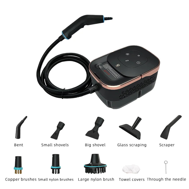 Limpiador a vapor portátil de alta temperatura de 2500W para aire acondicionado, campanas de cocina, coches, suelos y más.