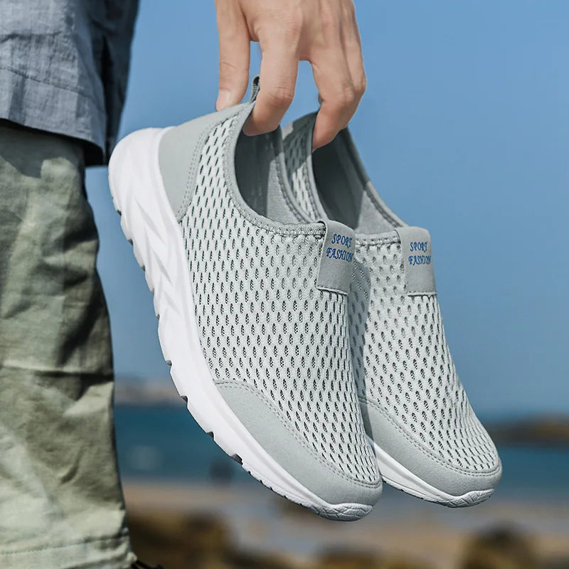 YRZL, zapatillas de deporte para hombre, zapatos informales de malla transpirable para hombre, mocasines antideslizantes para exteriores de talla grande, zapatos de tenis ligeros para caminar para hombre