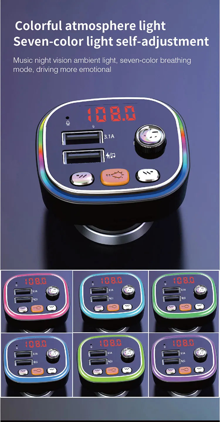 Modulador FM USB 3.1A para Auto con Bluetooth 5.0 y Manos Libres