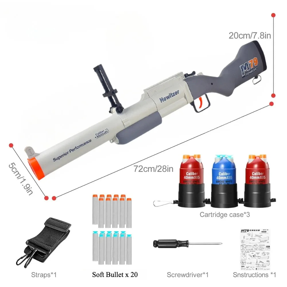Pistola de juguete de bala suave M79, lanzador de Rifle, juego de disparos para regalos de Navidad y cumpleaños