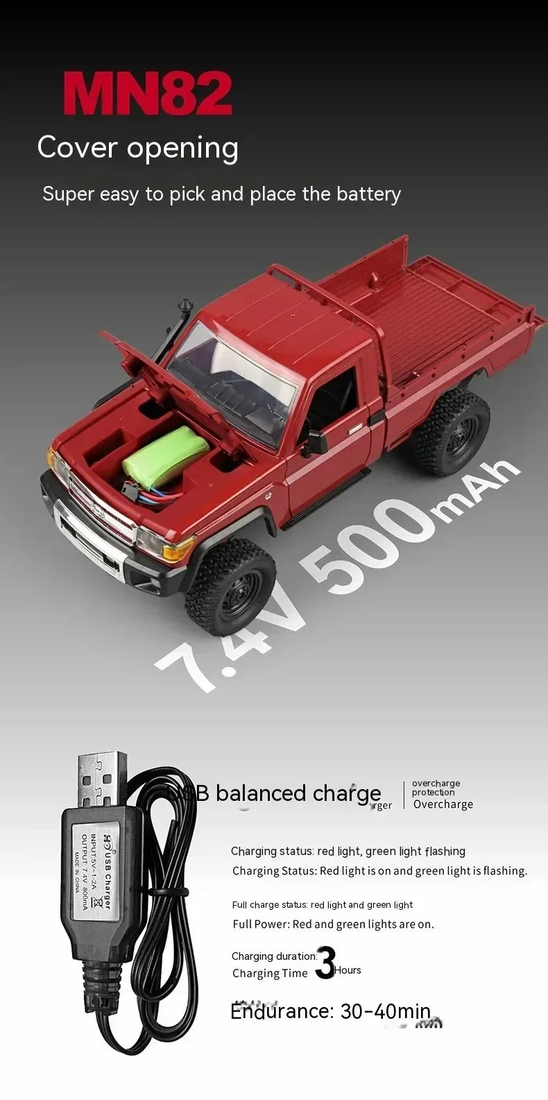 Crawler RC MN82 1:12 4WD Todoterreno con Mando