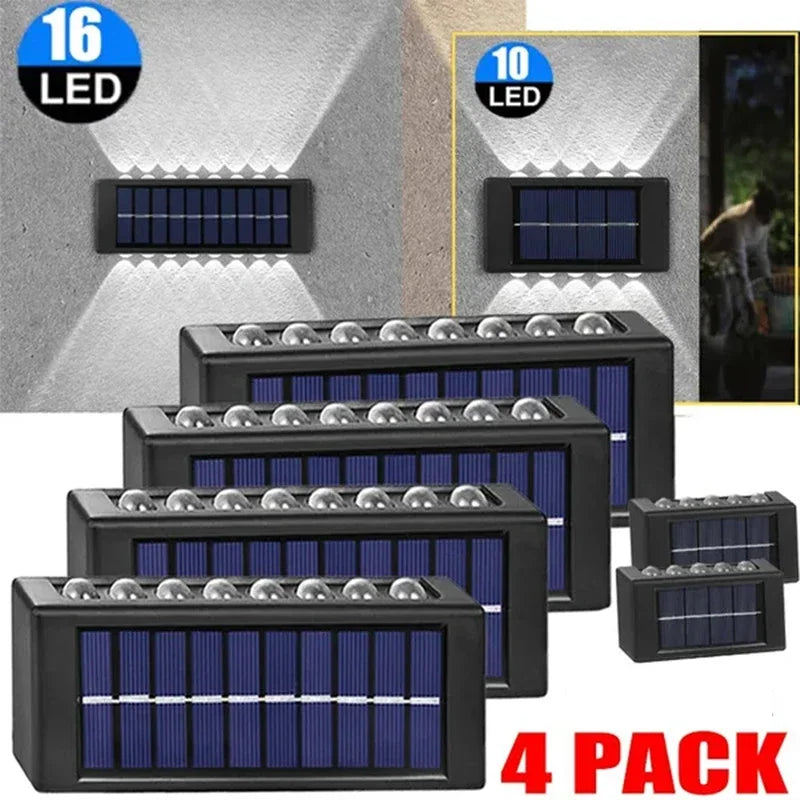 Lámpara Solar de pared para exteriores, luces solares impermeables con lente convexa hacia arriba y hacia abajo, iluminación para jardín, calle, paisaje, balcón, exterior, Dec