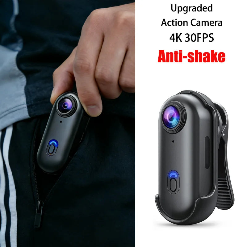 Cámara de acción 4K WiFi con estabilización EIS, clip magnético y grabación prolongada