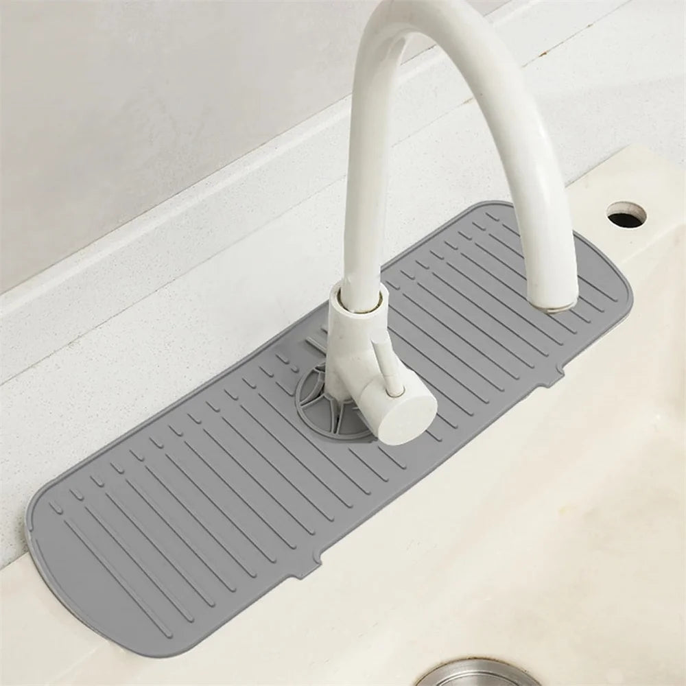 Esteras receptoras de agua para grifo de silicona, almohadillas de secado a prueba de derrames para fregadero de cocina, drenaje antideslizante y protector contra salpicaduras, estera colectora de agua