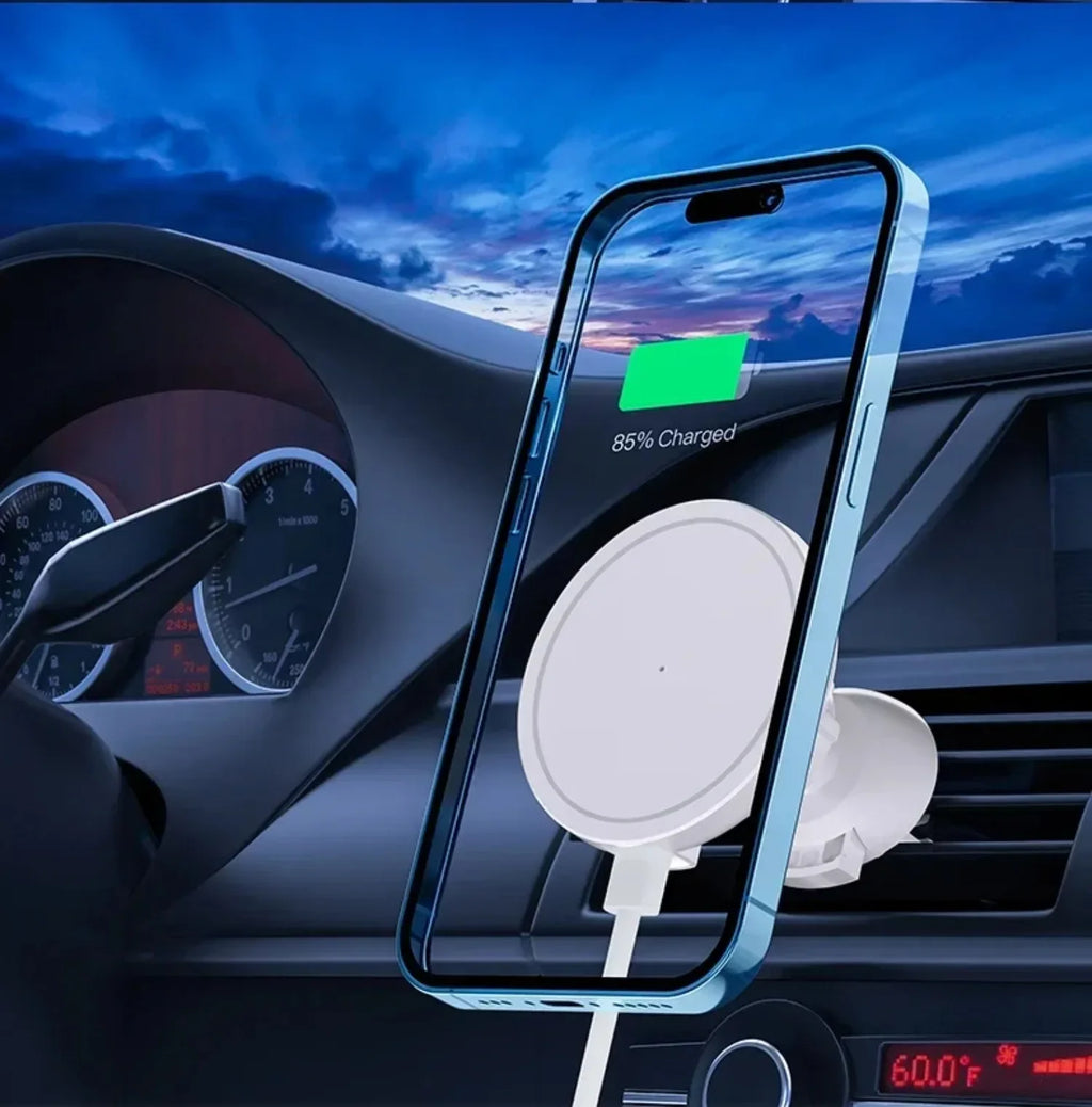 Soporte Magnético para Coche con Carga Inalámbrica Rápida de 15W, Rotación de 360° para iPhone 12 13 14 15 16 17 Pro Max