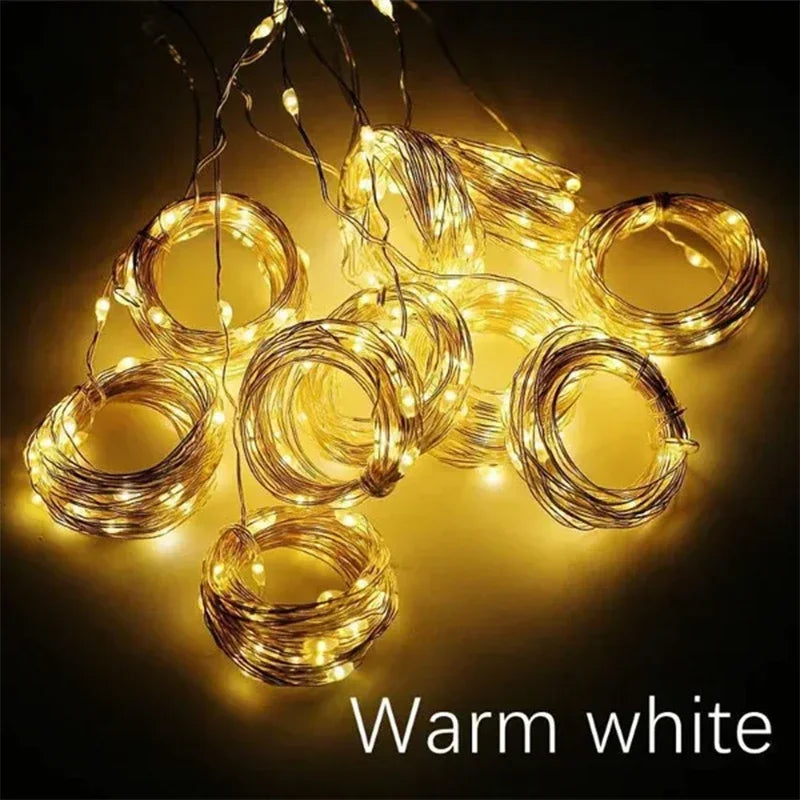 Guirnalda de luces LED de 3M para decoración de hadas, Lámpara USB de 8 modos para el hogar, jardín, fiesta de Navidad, Año Nuevo y boda