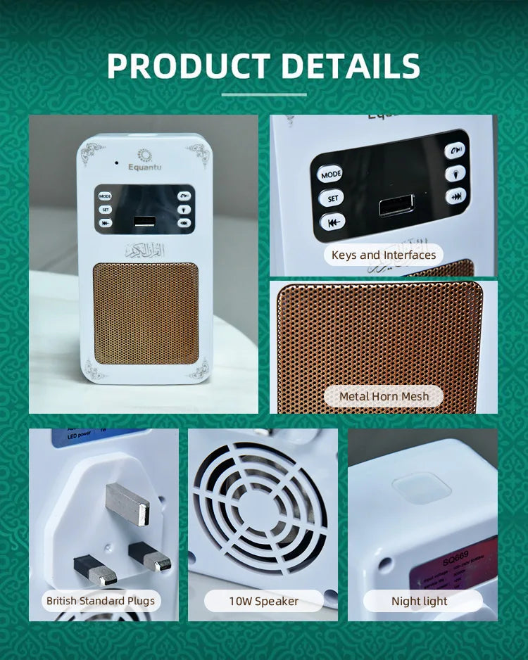 Altavoz Islámico Bluetooth con Corán, Azan y Luz Nocturna