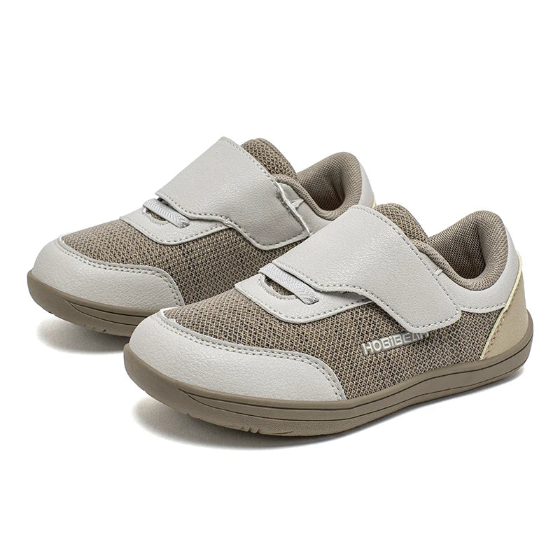 HOBIBEAR Zapatos descalzos con punta ancha para niños, zapatillas informales minimalistas con gancho y bucle, zapatos de malla transpirables sin caída