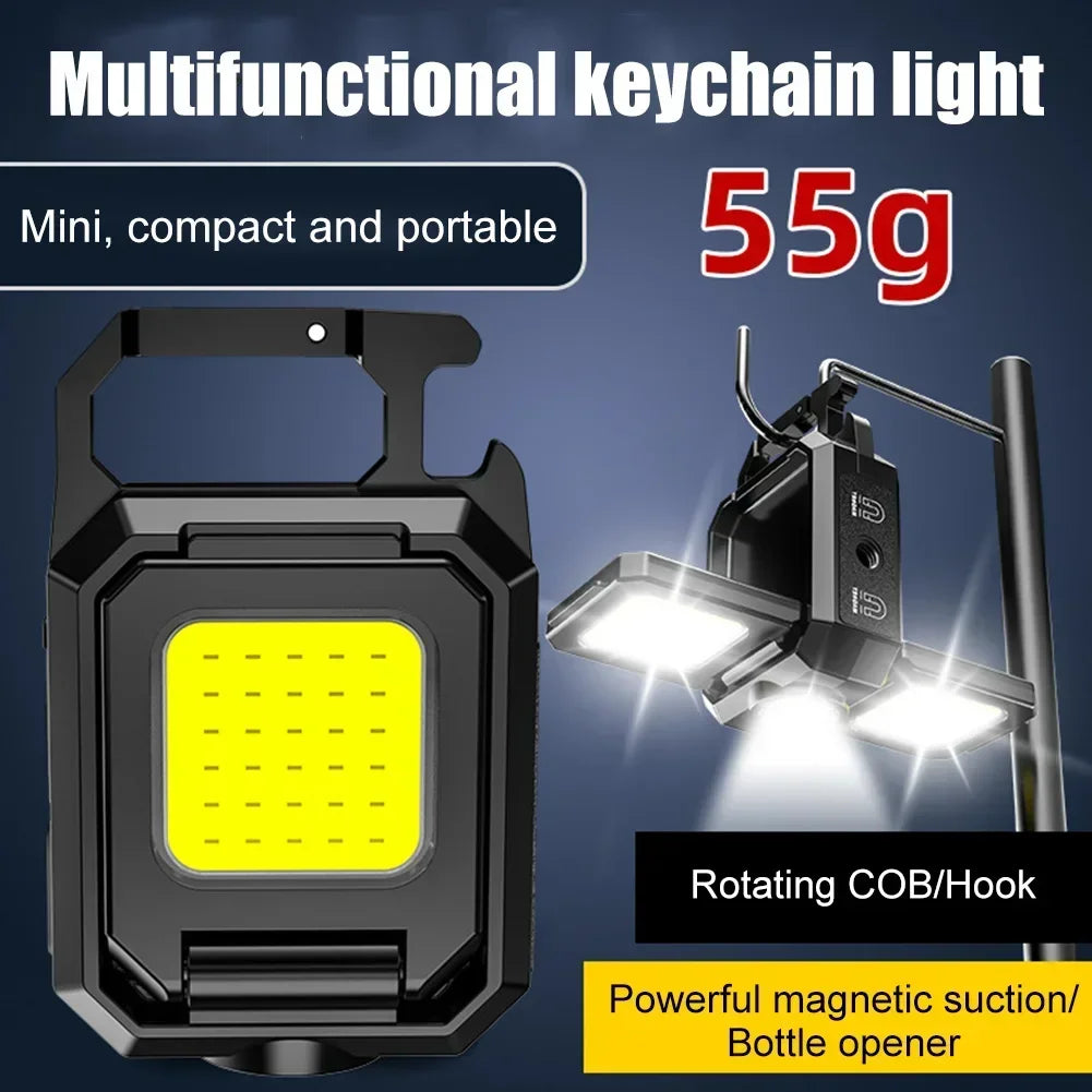 Mini Linterna LED Llavero COB Doble Recargable USB 1000LM Portátil
