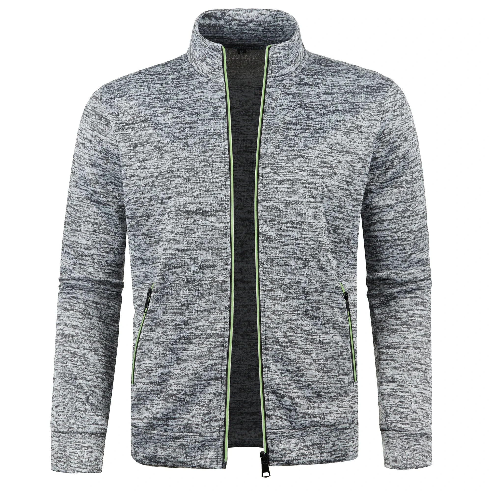 Otoño e Invierno, nuevo suéter largo con cremallera y mangas de bloque de Color para hombre, suéter fino de felpa, chaqueta informal ajustada, abrigo cómodo