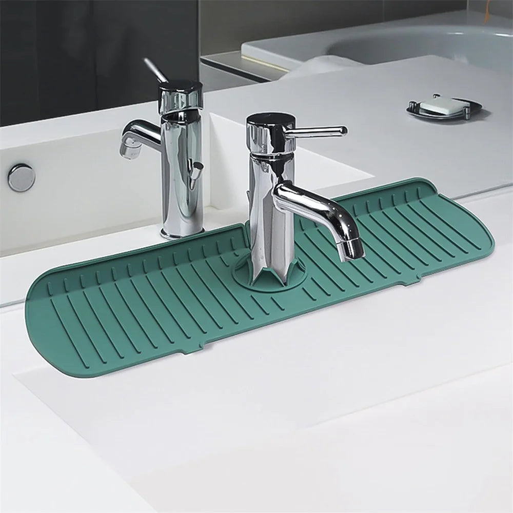 Esteras receptoras de agua para grifo de silicona, almohadillas de secado a prueba de derrames para fregadero de cocina, drenaje antideslizante y protector contra salpicaduras, estera colectora de agua
