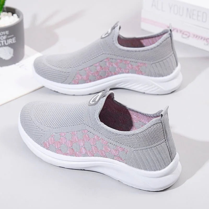 Zapatillas de malla a cuadros para mujer, livianas y cómodas para caminar