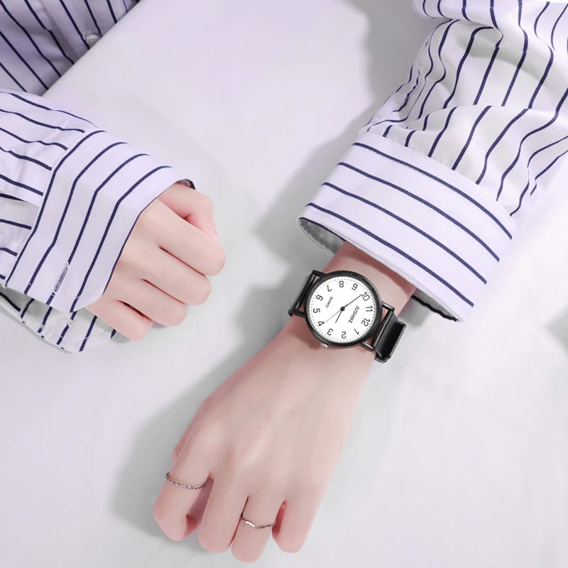 Reloj negro Simple, relojes de cuarzo para mujer, correa de silicona, reloj de pulsera de ocio para mujer, reloj de examen ligero de lujo para estudiantes, regalos