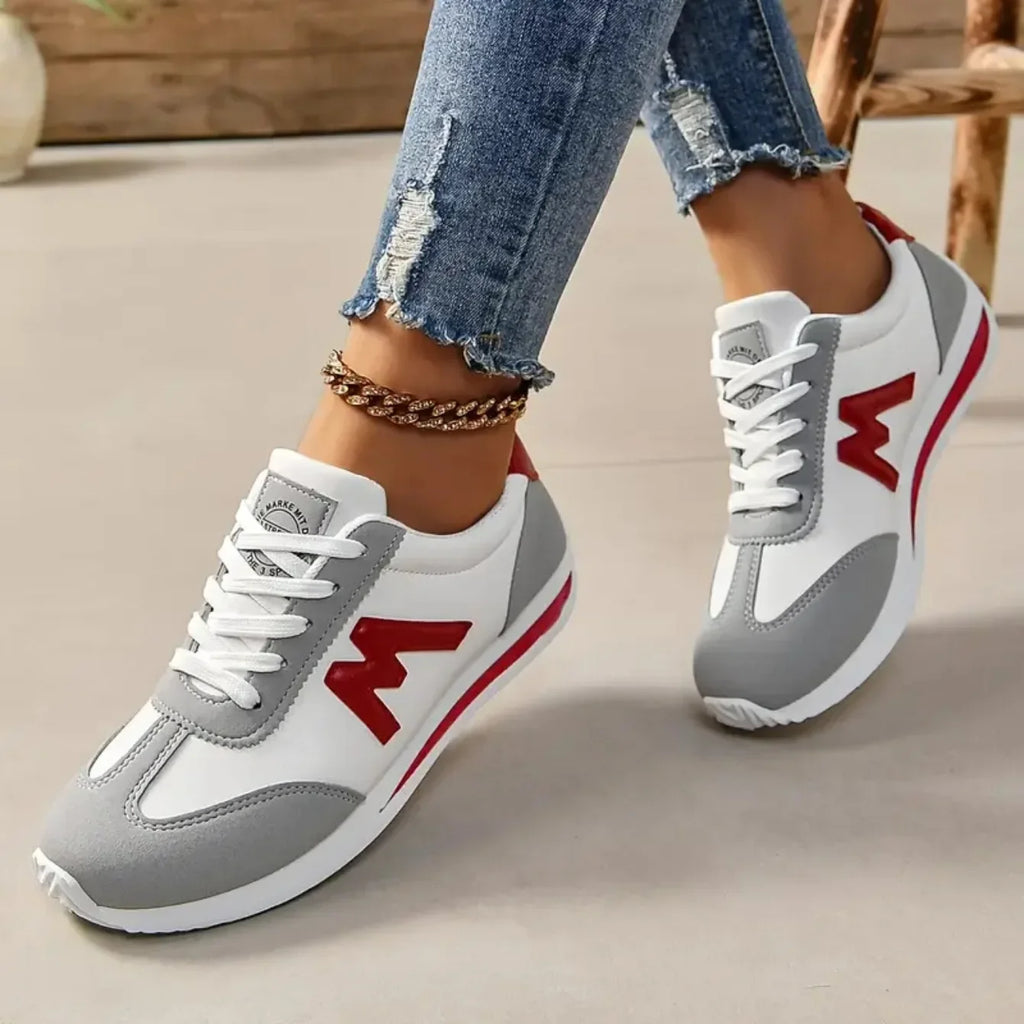 Zapatillas Deportivas de Diseño para Mujer, con Punta Redonda, Boca Profunda, Ligeras, Versátiles, Transpirables, con Cordones Cruzados, Casuales, Zapatos de Mujer