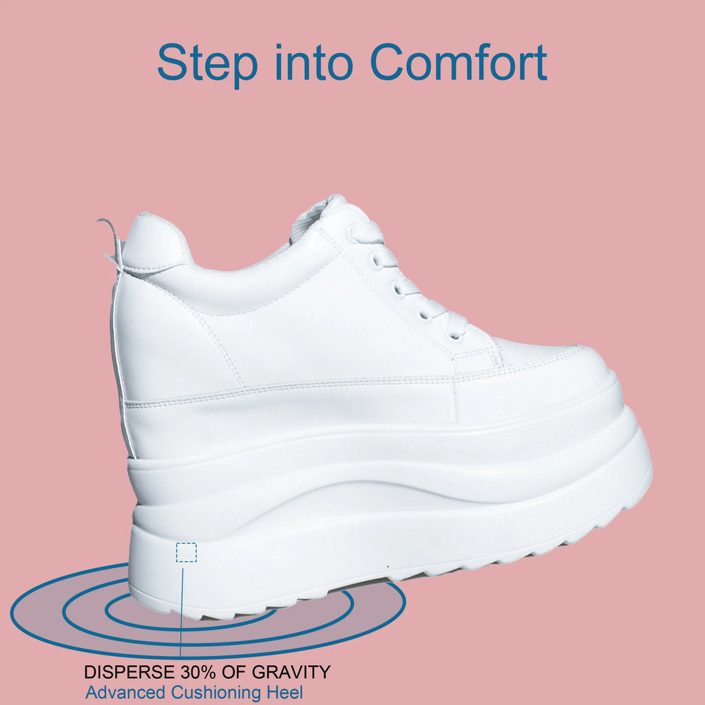 Zapatos deportivos Fujin con plataforma alta de 13 cm, zapatos planos con cuña, zapatillas gruesas, informales, cómodas, de alta gama, para caminar en otoño, 5 pulgadas