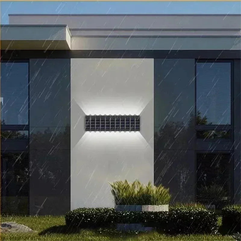 Luces solares de pared para exteriores, lámpara Solar de montaje en pared cálida/blanca para porche, iluminación arriba y abajo para jardín, paisaje de la calle, balcón y Patio