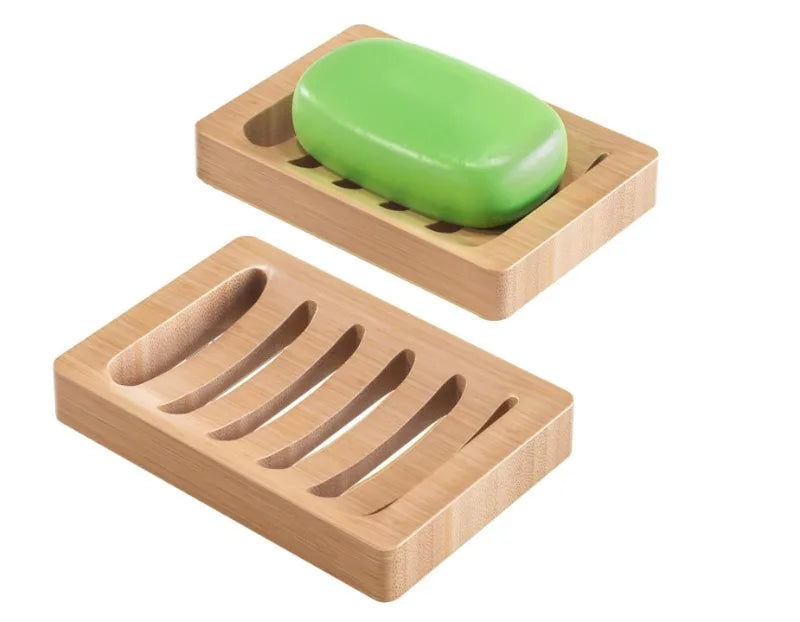 Juego de Jaboneras de Bambú Natural con Bandeja Autodrenante, Diseño Rústico y Elegante para Baño, Cocina, Fregadero, Jabón en Barra