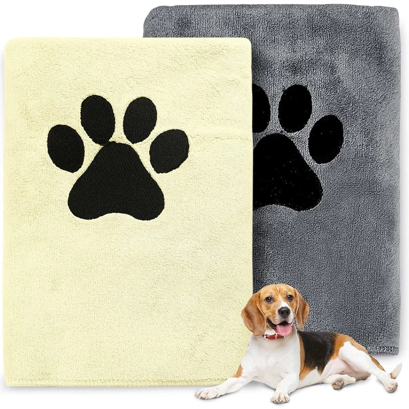 Toalla de baño de microfibra de 35x75cm/50x100cm, Toalla de baño gruesa y rápida para mascotas, suministros de aseo para perros absorbentes súper suaves bordados