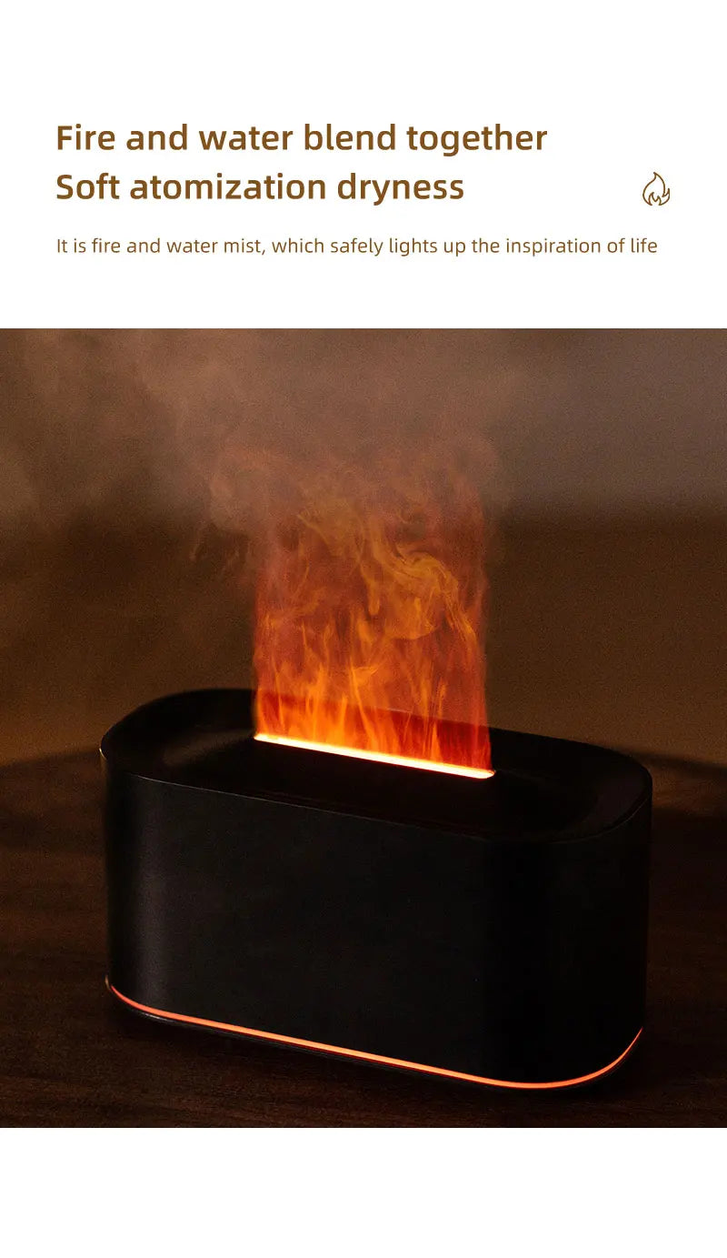 Máquina de aromaterapia con llama, atomización de luz colorida, luz de ambiente de escritorio delicada, adecuada para oficina, dormitorio, sala de estar