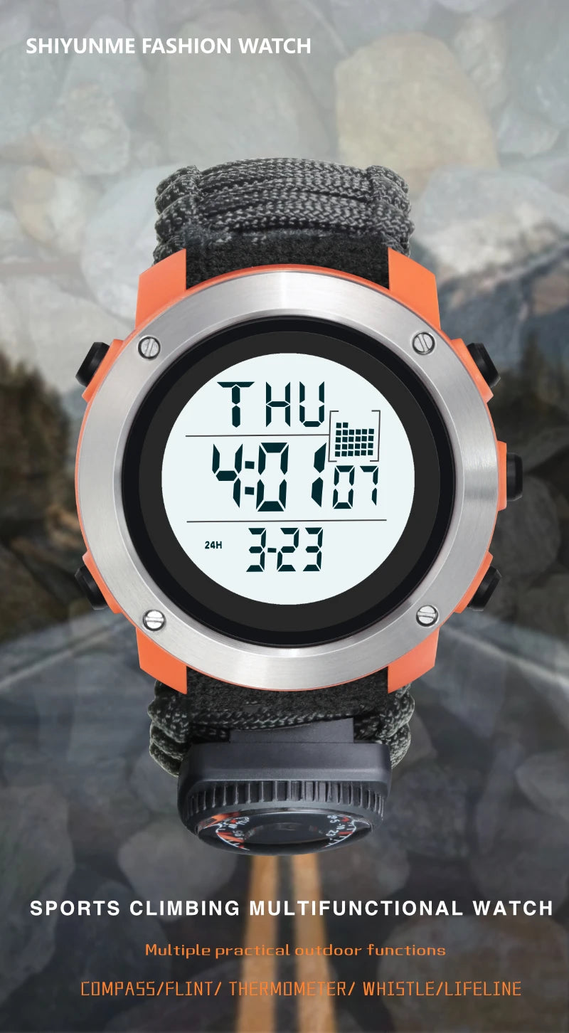 Reloj Digital Deportivo SHIYUNME con Brújula, Termómetro y LED Militar