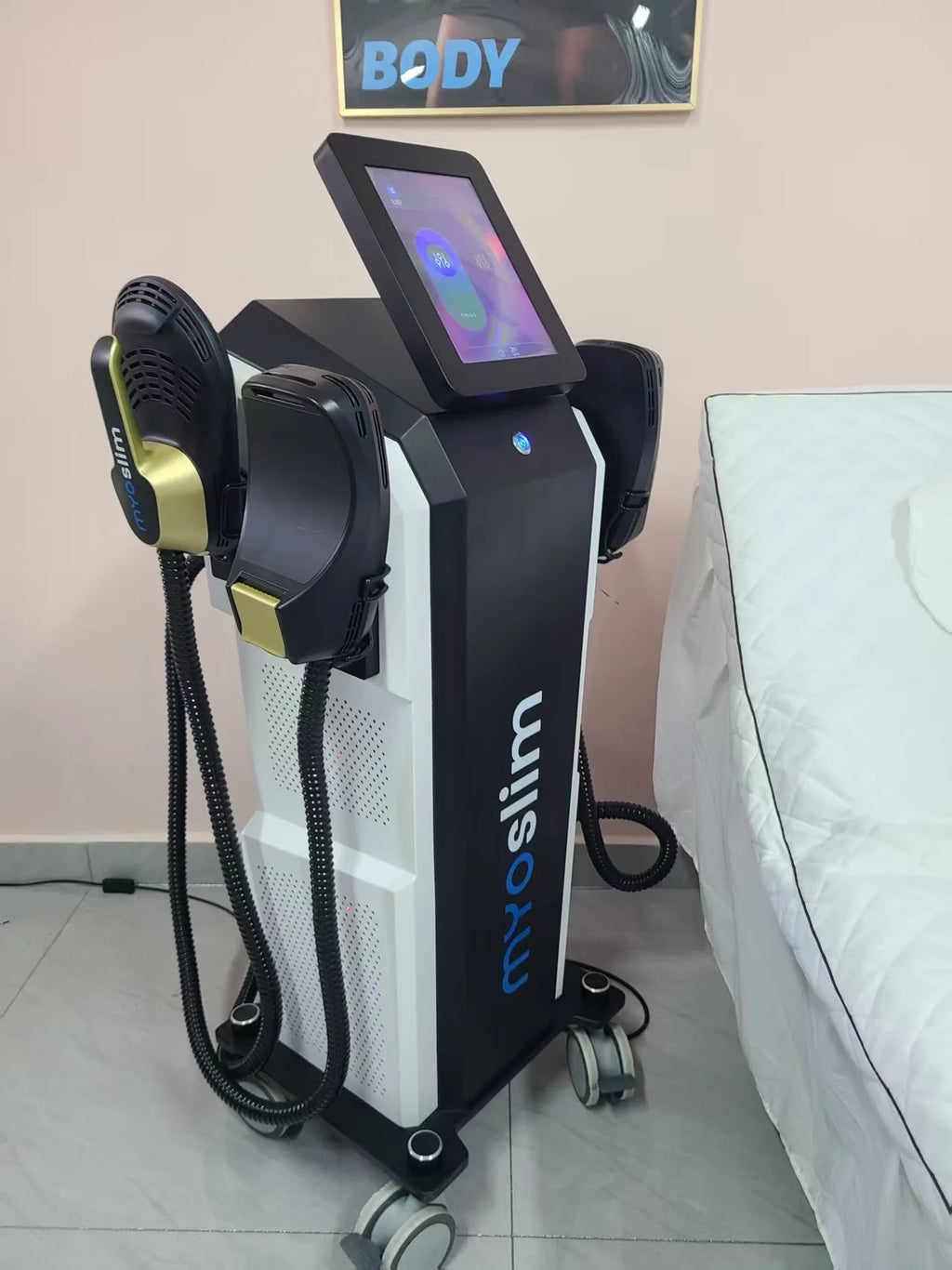Myoslim 15 Tes 6500W NEO Slimming Nova, Quemador de Grasa, Estimulación Muscular EMS, Estimulación Electromagnética Corporal, Pantalla Plegable Profesional