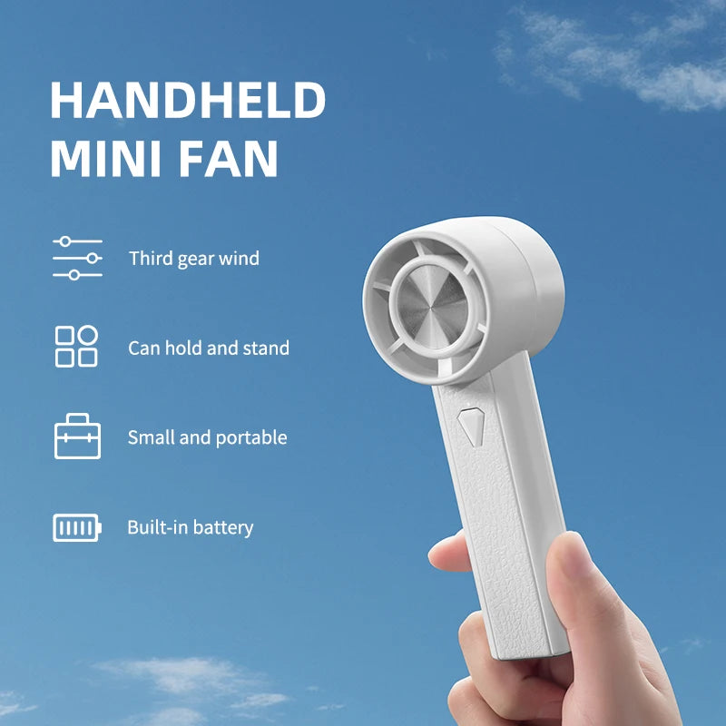Ventilador portátil de mano, Mini ventilador de carga USB para el hogar de 1800mAh, carga USB de alta velocidad, ventilador de mano de refrigeración para acampar al aire libre