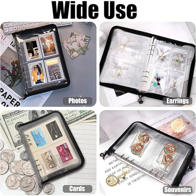 10 Hojas A5 Transparentes de PP con 6 Agujeros para Archivador, Bolsas de Almacenamiento de Fotos, Tarjetas y Datos, Páginas Interiores para Libros