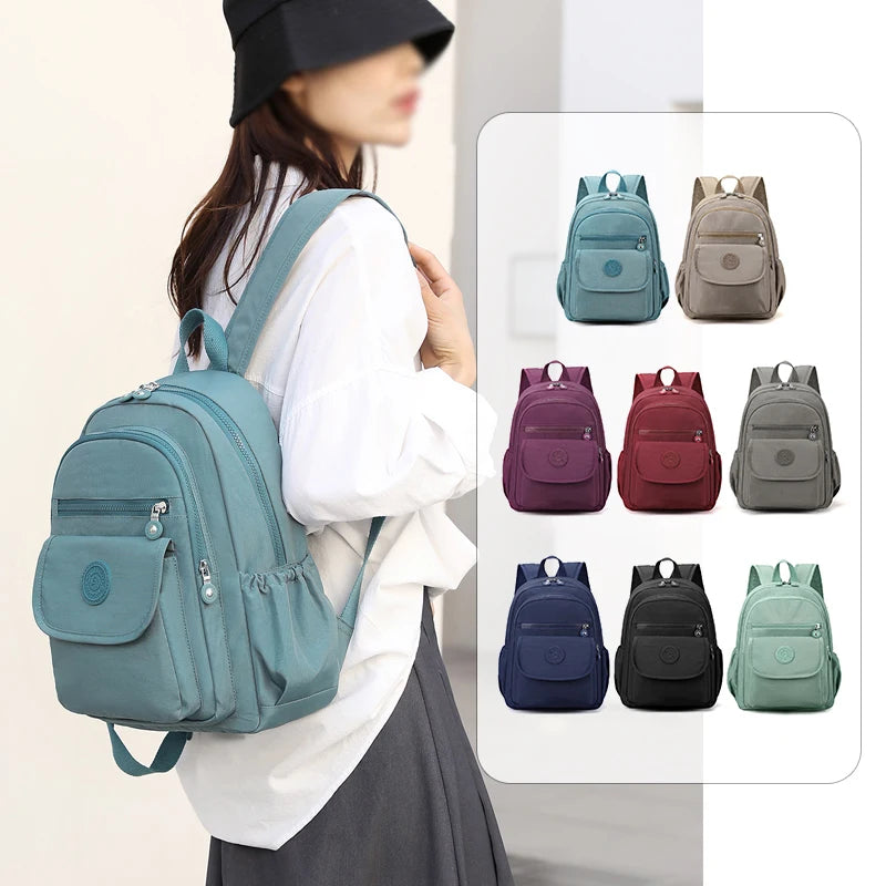 Mochila Elegante Negra para Mujer, Ligera y de Gran Capacidad