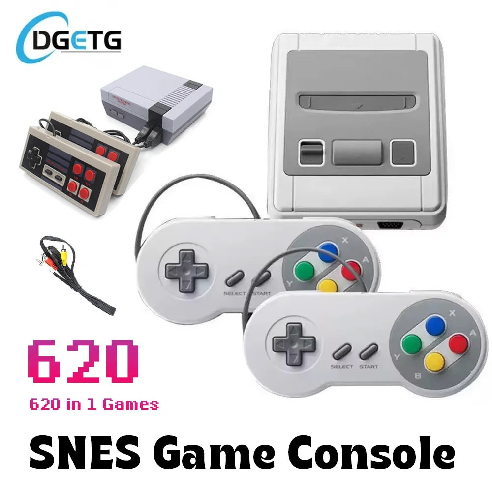 Consola de videojuegos Retro SNES portátil para reproductor de juegos doméstico SNES salida AV juego SFC620 integrado con mando con cable para niños
