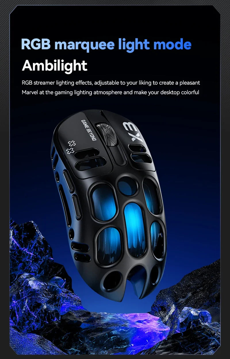 Mouse Gamer Lenovo X3 Triple Modo, RGB, Bluetooth, USB-C, Recargable