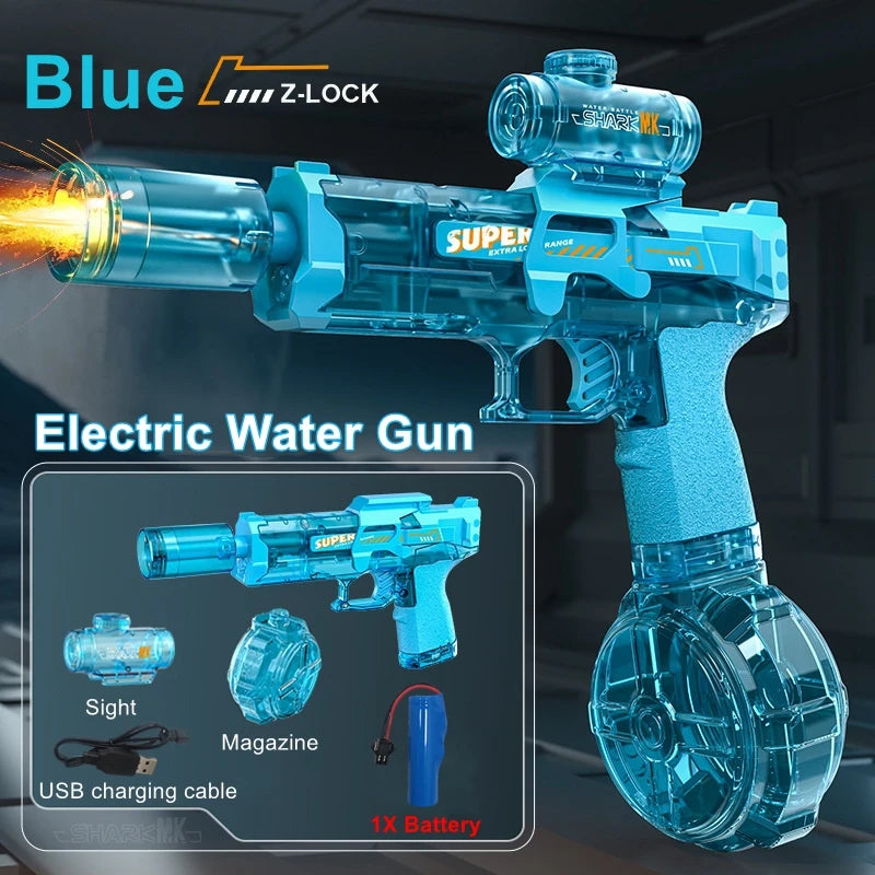 Pistola de Agua Eléctrica con LED y Llama para Niños y Adultos