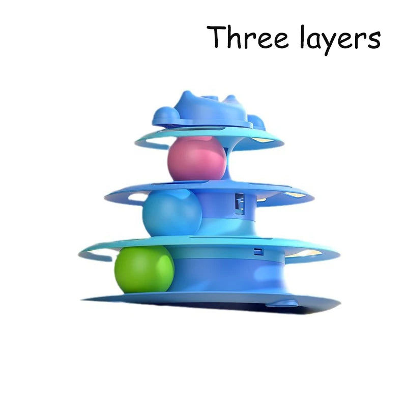 Torre de juguete interactiva para gatos, plato giratorio para gatitos, bolas con rodillo, juguetes con plumas, suministros de entrenamiento para mascotas, juguete para torre para gatos