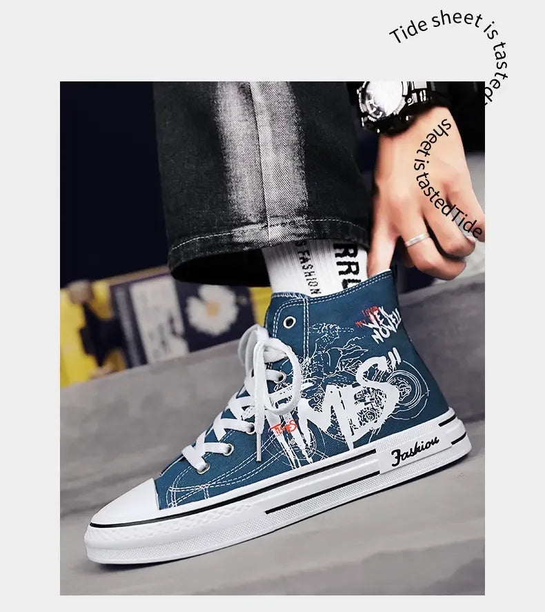 Zapatos de hombre, zapatos de lona vulcanizados, zapatillas altas, zapatos de plataforma informales transpirables, zapatillas deportivas para hombre, Tenis masculinos, zapatillas gruesas