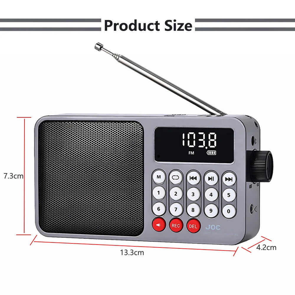 Radio FM Solar, Altavoz Bluetooth portátil con luz LED, compatible con grabación de tarjetas TF, reproducción USB, altavoz inalámbrico, Radio, receptor FM