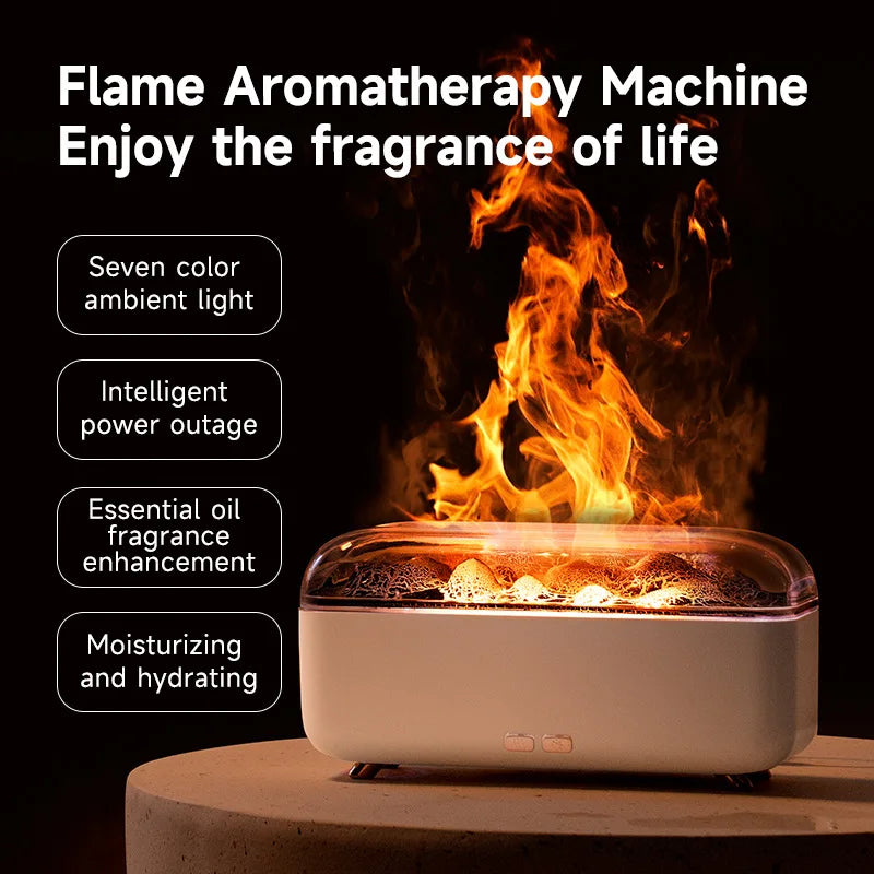 Difusor de Aroma de Aceite Esencial con Diseño de Lava Volcánica de 300 ml, Pequeño Difusor de Fragancia para el Hogar con USB, Humidificador con Efecto de Llama