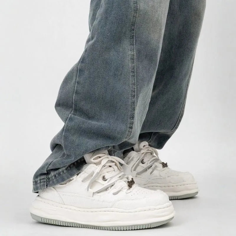 Zapatillas de skate de mezclilla retro para hombre con plataforma