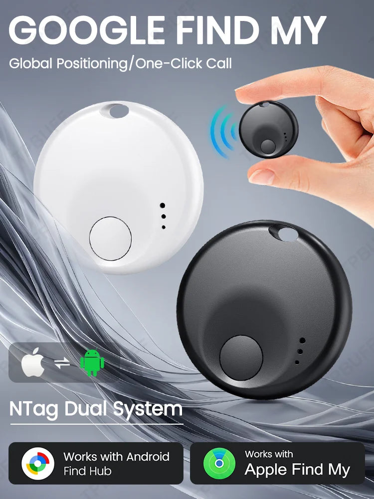 Localizador GPS de Doble Sistema Google y Apple, Rastreador de Ubicación Google Find My, Mini Dispositivo GPS para Motocicleta, Etiqueta Bluetooth Inalámbrica