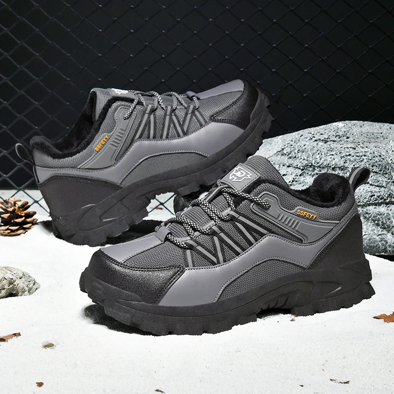 Botas de senderismo para hombre con forro polar, suela gruesa antideslizante