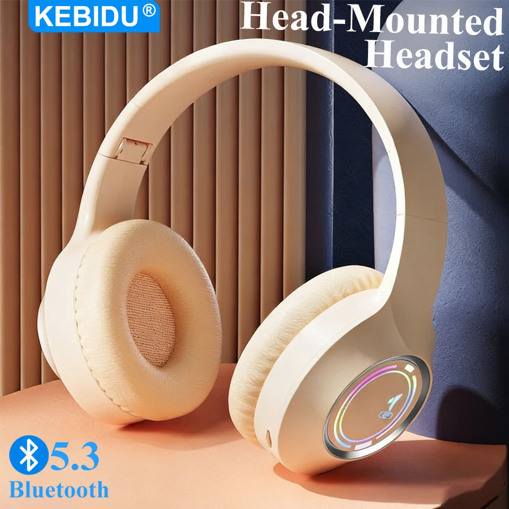 KEBIDU Auriculares Gaming RGB Bluetooth Plegables
