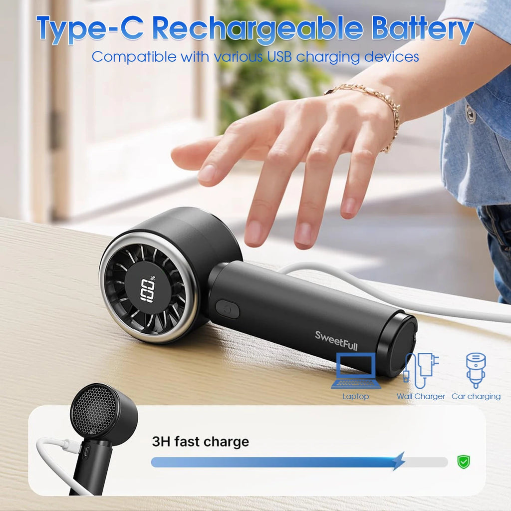 Ventilador de Mano Recargable 2000mAh con 5 Velocidades
